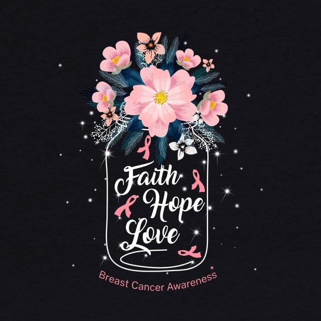 Faith Hope Love For Breast Cancer Awareness by Manonee